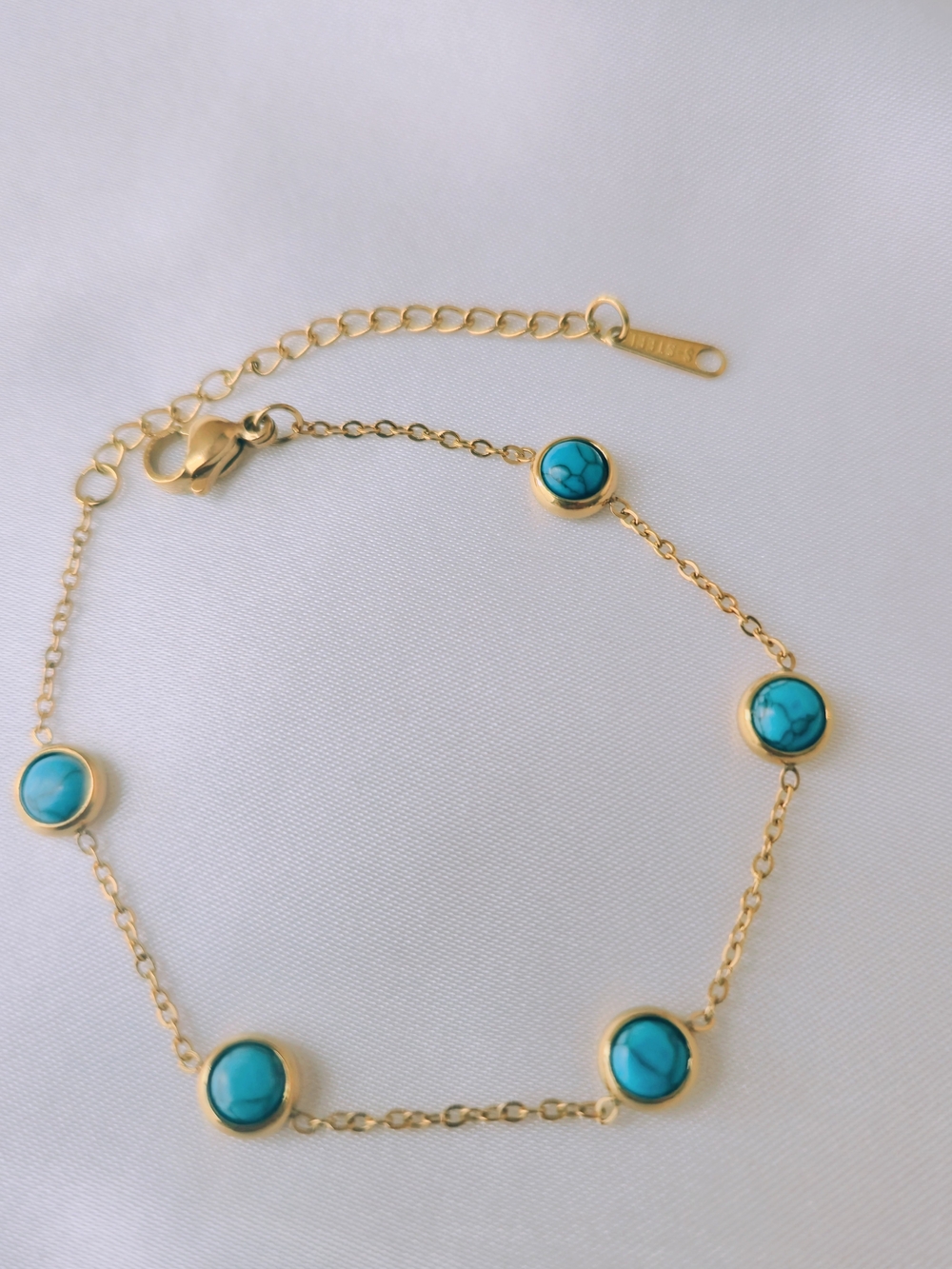 Gold-Plated Turquoise‎ Station Bracelet